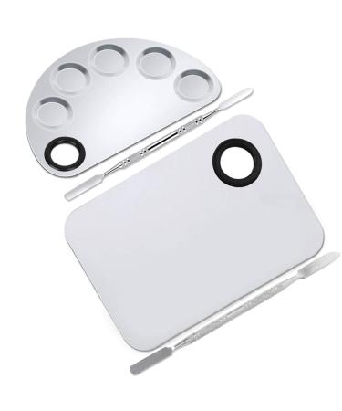 Ckanday 2 SPACK Professional makeup palette 2 varieties per lady stainless steel cosmetic spatula with filler tool for mixing foundation silver