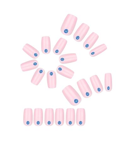 24 Pcs Glossy Press on Coffin Nails for Women - Pink Eye False Nail Set with Glue - Buy Online on SooperMarket.com