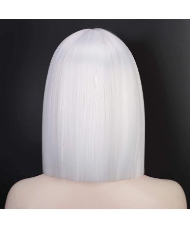 Entranced Styles Short White Wig with Bangs - Heat Resistant Bob Wig for Women | Cosplay & Halloween Party Use - Buy Online on SooperMarket.com