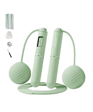Jump Rope with Counter YOTTOY Cordless Weighted Skipping Jump Rope for Fitness Exercise Ropeless Jump Rope with Large Cordless Ball for Women Training Indoor and Outdoor green