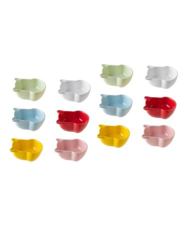 Zerodeko 12 Pcs Ceramic Saucer Sashimi Plate Condiment Server Dish Salt Saucer Tasting Dishes Sushi Dipping Bowl Sauce Dishes Jumbo Easter Eggs Wasabi Dish Small Dish Seasoning Ceramics 8.5X3X3CMx2pcs Assorted Colorx2pcs