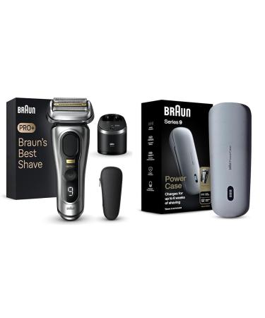 Braun Series 9 PRO+ Electric Shaver 5 Pro Shave Elements & Precision Long Hair Trimmer & Powercase compatible with Series 8 and 9 Electric Shavers charges for up to 6 weeks Shaver + ELECTRIC_SHAVER 9484pc