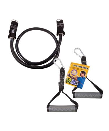 GoFit Resistance Power Tubes/Bands and Power Handles Bundle - Resistance Training Workout - Includes Resistance Band and Power Handles Black - 100 Pounds