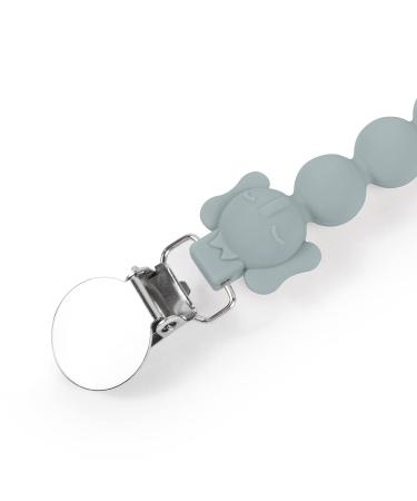 Silicone Pacifier Clip with Koala Bead - Grey | One Piece Soother Binky Teething Ring Holder - Buy Online on SooperMarket.com