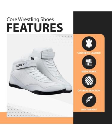 Buy Core Wrestling Shoes for Men Women & Kids - Non-Slip Heavy Duty Martial Arts Training Footwear - Ideal for Wrestling Crossfit & Weightlifting - 47 EU White - Buy Online on SooperMarket.com