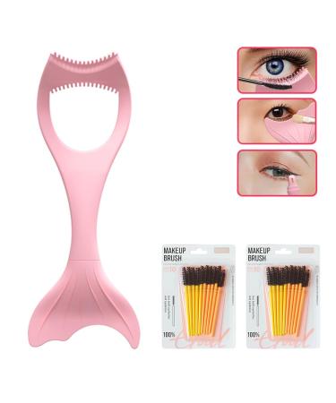 3-in-1 Mascara Shield Applicator Guard Makeup Lash Applicator Eyelash Tool Silicone Eyelash Tool Upper Lower Eye Lash Mascara Guard Applicator with 2 Premium Lash Brushes