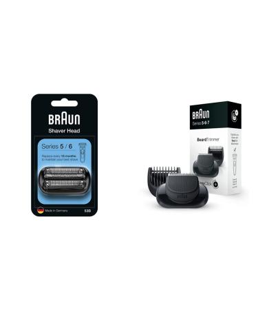Braun Series 5 Electrician Shake replacement shear compatible with razor men Series 5 & 6 53b black & easyClick beard trimmer attachment for razors men compatible with Series 5 6 & 7 shaving head + beard trimmer attachment