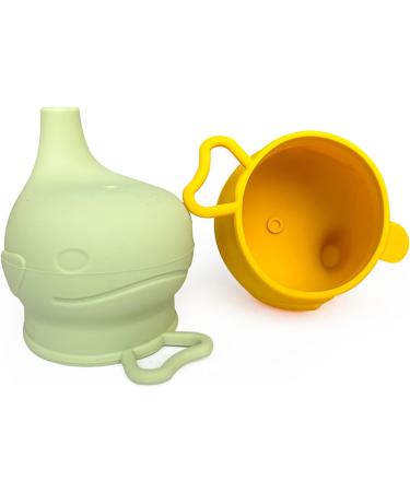 Scoolr Baby Sippy Cup Lids 3pcs - Spill Proof Food-Grade Silicone for Kids (Green/Yellow/Pink) - Buy Online on SooperMarket.com