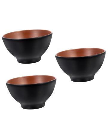 Zerodeko 3pcs Anti-Earth Clay Ramen Bowl De Ceramic Snack Bowls Household Rice Bowl Japanese Bowl Miso Soup Bowls Ceramic Soup Bowl Snack Dish Food Container Commercial Round Bowl 12X12X6.3CMx3pcs Blackx3pcs
