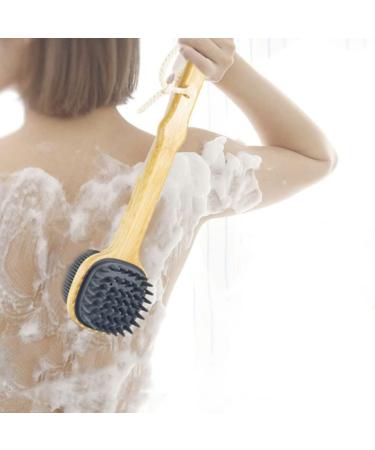 FRCOLOR Loofah Handle Back Scrubber - Silicone Brush for Exfoliation & Massage - Buy Online on SooperMarket.com