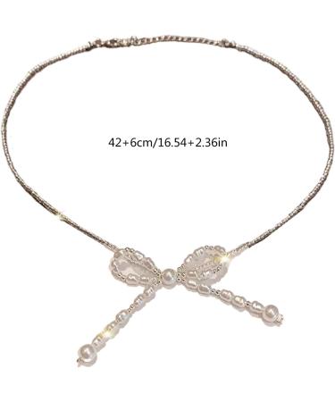 Oralgo's French Style Necklace with Looping Imitation Pearls & Fans - Elegant Jewelry for Women & Girls - Buy Online on SooperMarket.com