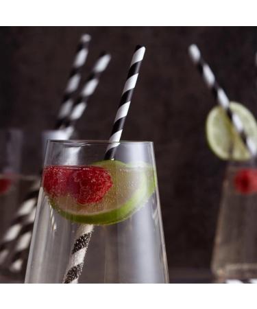 Black White Paper Straws Pack of 100 Black Stripe Cocktail Drinking Straws Biodegradable Disposable 6*197mm - Buy Online on SooperMarket.com