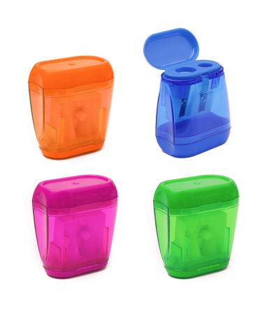 Pencil Sharpeners  4 Pcs Pencil Sharpener Manual Double Holes Pencil Sharpener with Lid Colored Pencil Sharpener for Kids  Portable Compact Pencil Sharpeners for School Office Home Art Supply