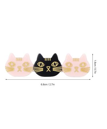 Cat Hair Clips - Resin Barrettes for Girls & Women | Cute, Sweet Hair Accessories for Daily, Party & Cosplay | Black/Pink - Buy Online on SooperMarket.com