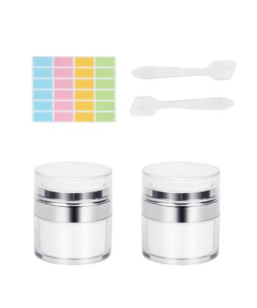 Cream Jar Vacuum Bottle 2PCS Airless Pump Bottle Container Refillable Travel Bottle Portable Cosmetic Container Lotions Creams Skin Care Products Dispenser (15ml)