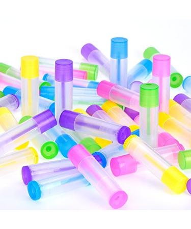 50-Pack Lip Balm Empty Clear Tubes with Twist Cap, 3/16 Oz (5.5 ml) - Multicolor - Buy Online on SooperMarket.com