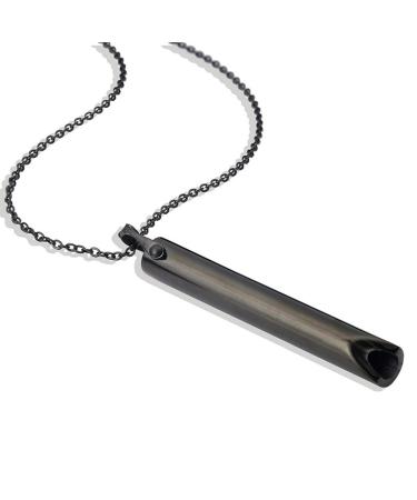 Breathing Necklace Anxiety Relief Necklace Unisex Fashionable Stainless Steel Stress Relief Necklace for Anxiety Relaxation Meditation Calming Down Panic Attack Relief (Black)