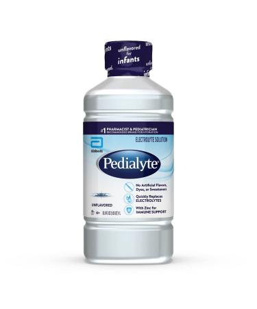 Pedialyte Electrolyte Solution, Unflavored, Hydration Drink, 1 Liter Unflavored 33.8 Fl Oz (Pack of 1)