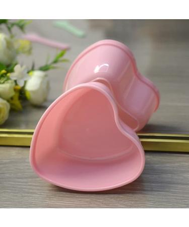 2 Sets Plastic Heart Shaped Facial Mask Mixing Bowl & Spatula - DIY Skin Care Kit for Women - Beauty Salon Essential - Pink & Green - Buy Online on SooperMarket.com