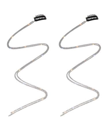2 Pieces Rhinestone Hair Chains for Women Rhinestone Hair Chain Rhinestone Tassels Hair Tinsel Shiny Wires for Clips with Crystal Tassel Accessories