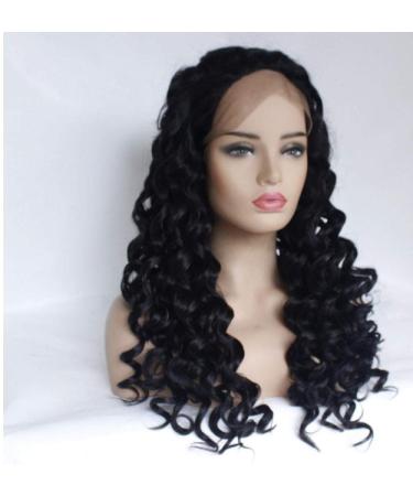 BGHJUE N Wig Black Long Roll Synthetic Wig For Women Left Side Parting White Color Heat Resistant Replacement Hair Wigs High Density