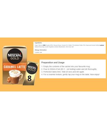 Nescafe Gold Instant Coffee Sachets Contains 48 Caramel Latte Sachets Bundled With 48 x Temas Store Coffee Stirrers & 1 x Reusable Coffee Cup| Coffee Gift Set | Coffee Sachets Individually Wrapped - Buy Online on SooperMarket.com