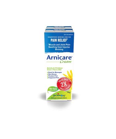 Boiron Arnicare Cream Pack of 2 boxes for Pain Relief Muscle Pain and Joint Pain Relief Swelling from injuries Bruise & Bruising from Natural Sourced Plants Including Arnica Montana 2x 70g