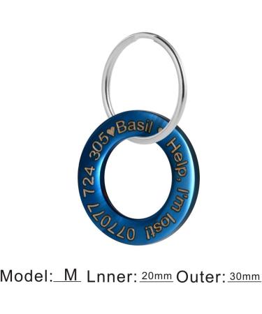 LYL Dog Tag - Blue Stainless Steel with Deep Engraving Front & Back | Ring Shape Size M - International Shipping - Buy Online on SooperMarket.com
