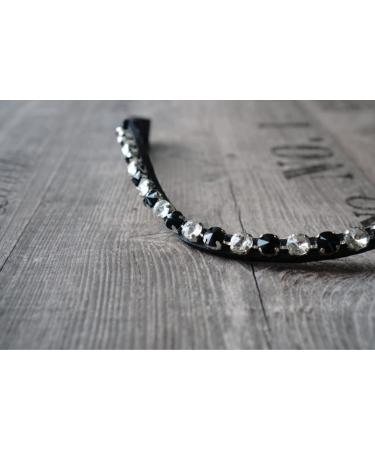 Generic browband with large stones Warmblood Thoroughbred (Warmblood XL 45cm black/crystal) Warmblood XL 45cm black/crystal
