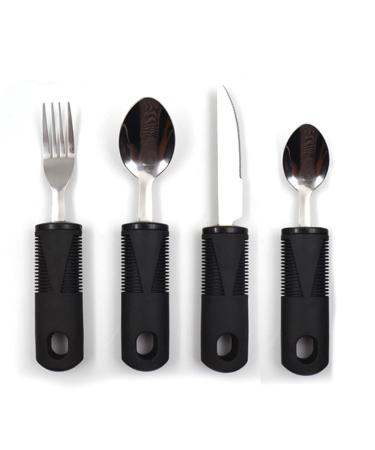 Healthman Adaptive Tableware 4-pieces Dinnerware with Non-Slip Handle Suitable for People with Inconvenient Hands and The Elderly Weightless Adaptive Eating Flatware