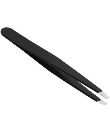 Stainless Steel Black Matte Slant Tip Eyebrow Tweezers by AURAY - Buy Online on SooperMarket.com