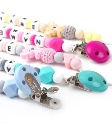 Personalized Pacifier Clip with Name | Custom Baby Pacifier Holder | Teething Toy & Gift for Newborn | Pink - Buy Online on SooperMarket.com
