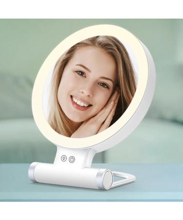 Ruuizksa 10X Magnifying Makeup Mirror with Lights and Magnification 3 Colors Desktop LED Mirror and Vanity Mirror for Travel - Buy Online on SooperMarket.com
