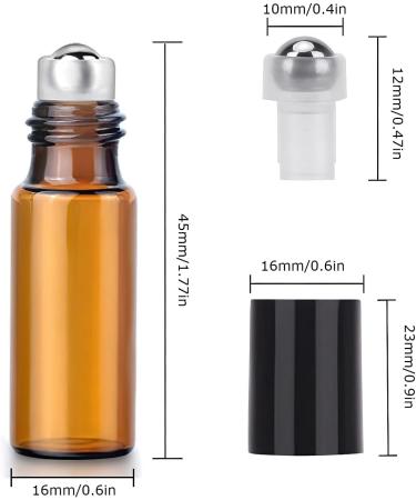Voarge 24x 5ml Empty Glass Roll-On Bottles - Brown Amber for Essential Oils Lotions & Perfumes - Perfect for Travel - Buy Online on SooperMarket.com