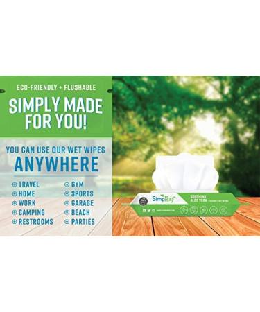 Simpleaf Flushable Wet Wipes For Adults - Eco-Friendly, Paraben & Alcohol-Free, Septic Safe, Hypoallergenic with Aloe Vera & Vitamin E - 6 Pack, 25 Count - Buy Online on SooperMarket.com