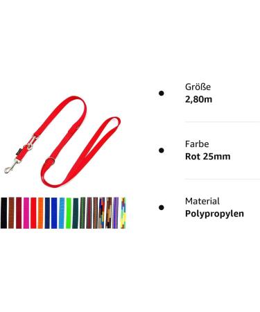Adjustable Double Dog Leash for Large Dogs - 2.80m Red (25mm) | Durable & Comfortable - Buy Online on SooperMarket.com