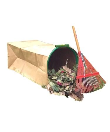Leaf Gulp II Lawn Bag Holder For PAPER Leaf Bags. Hands-Free Bagging. Just "Sweep" Yard and Garden Leaves or Debris. Made in USA.
