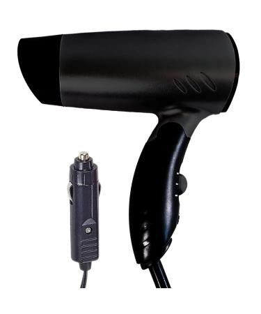Netagon Portable Compact Foldable 12V in Car Hair Dryer for Travelling Camping Festivals Caravan Motorhome & Windscreen De Frosting Icer (Black)