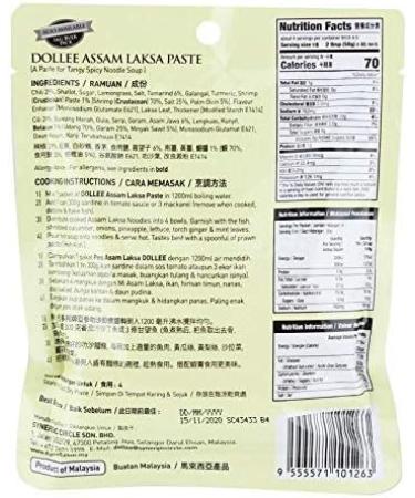 DOLLEE Assam Laksa Paste 200g -Assam Laksa is a Truly Malaysian Favourite Dish a Perfect Blend of Sweet Sour and a hint of spicyness - Buy Online on SooperMarket.com