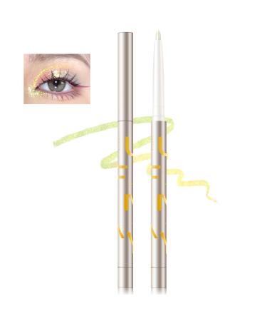 Cream Eyeshadow Stick Green Gold Yellow Glitter Shifting Color Cream Eyeshadow Eye Brightener Waterproof Long-Wearing Metallic Colored Colorful Eyeliner Crayon Pencil Makeup (04#)