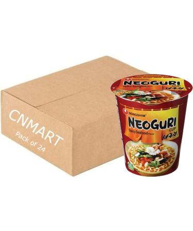CNMART Nongshim Neoguri Hot Spicy Seafood Flavour Instant Noodle Cup 62g (Pack of 24)