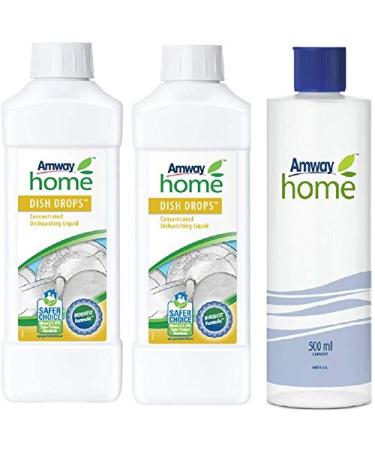 Dishwashing Liquid Biodrectable Concentrate Dish Drops 1L x 2Unds +1 Plastic Measuring Bottle AMWAY Home