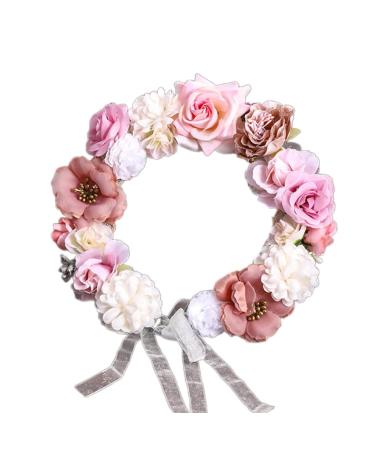 JSGHGDF Flower Headbands Women Bride Flower Crown For Wedding Party Supply Floral Garlands Crown Hair Wreath Floral Headbands Coffee color