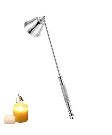 TFsylisa Candle extinguisher made of stainless steel candle accessories wick brines with a long handle bell -shaped candle snuffer candle tool for deleting wick flame silver