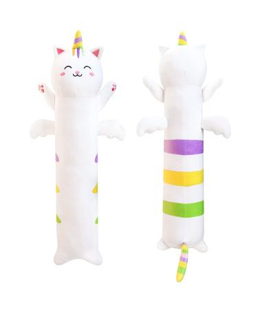 Desdfcer 80Cm Long Unicorn Plush Pillow Long Unicorn Stuffed Animals Kawaii Unicorn Hugging Pillow Gift for Birthday Christmas Halloween White-80cm-1