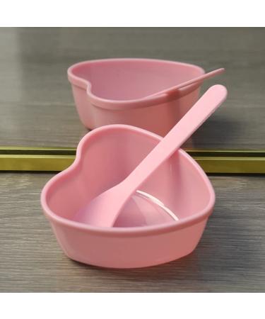 2 Sets Plastic Heart Shaped Facial Mask Mixing Bowl & Spatula - DIY Skin Care Kit for Women - Beauty Salon Essential - Pink & Green - Buy Online on SooperMarket.com