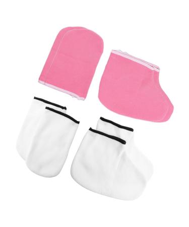 Mikinona 4 Pairs Hand and Foot Mask Fabric Paraffin Socks Moisture Glovesfor Dry Hand Foot Spa Covers Paraffin Bags Hand Spa Gloves Paraffin Wax Gloves Spa Socks Thicken Towel