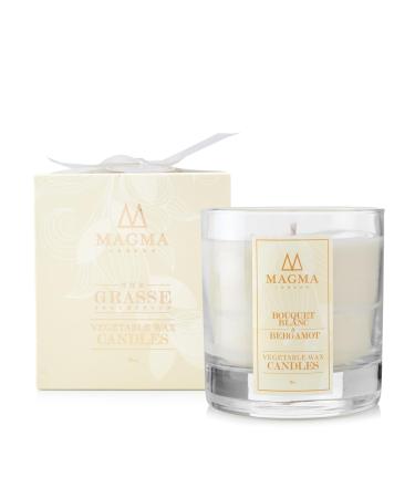Magma London - Bouquet Blanc and Bergamot - Vegan Wax Candle | 50 Hours Burn Time Wax Jar Candle | Long Lasting Aromatic Fragrances Experience | Large 38cl