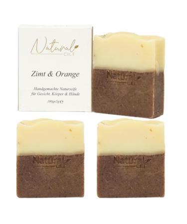 3x natural cilt cinnamon & orange soap - 100% natural soap - without questionable ingredients - certified - handmade - shower soap for all skin types - shower gel - Natural food metics cinnamon & orange 100 g (3 Pack)