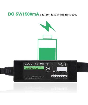 ASHATA Portable for PSP GO Power Adapter Fast Charging DC 5V/1500mA 50/60Hz AC Adapter Power Wallwith 2-in-1 USB Data Power Cable Light and Portable (black) - Buy Online on SooperMarket.com